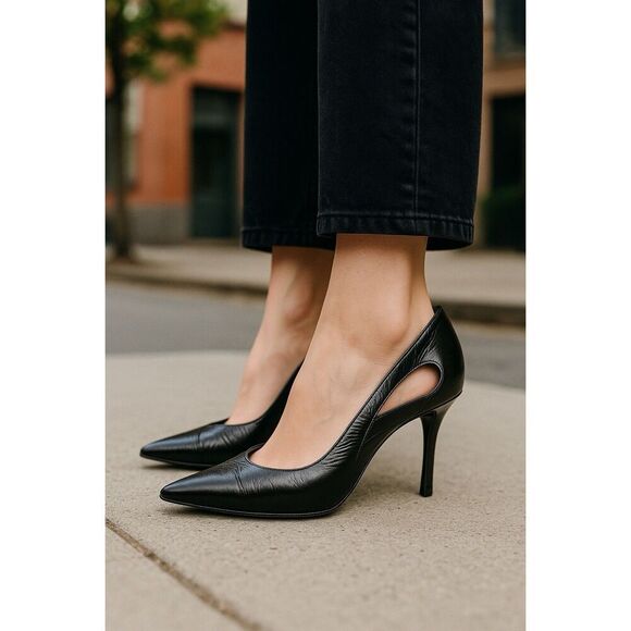 HYPE Women's Patent Leather Pointed Toe Stilettos Heels Black Size 7 - Picture 1 of 10